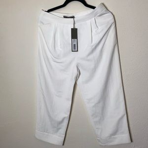 Halston Heritage White Cuffed Capri Dress Pants